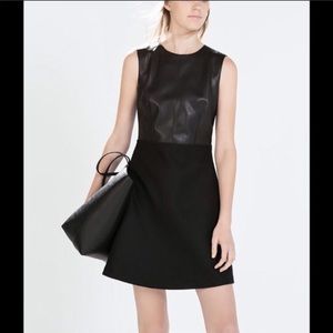 Zara faux leather knit mini dress